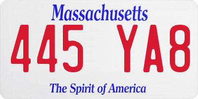 MA license plate 445YA8