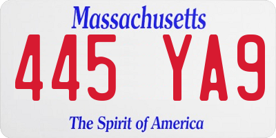 MA license plate 445YA9