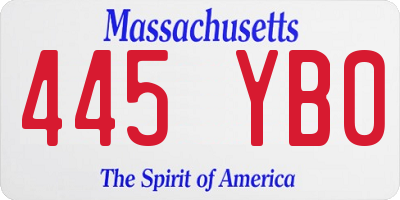 MA license plate 445YB0