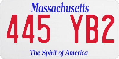 MA license plate 445YB2