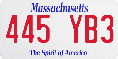 MA license plate 445YB3