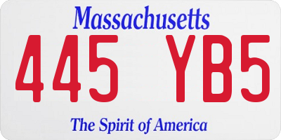 MA license plate 445YB5