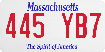 MA license plate 445YB7