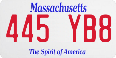 MA license plate 445YB8