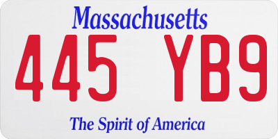MA license plate 445YB9