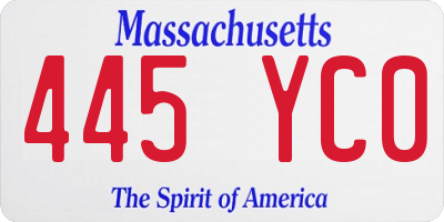 MA license plate 445YC0