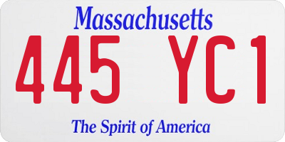 MA license plate 445YC1
