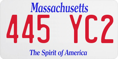 MA license plate 445YC2