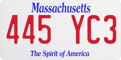 MA license plate 445YC3
