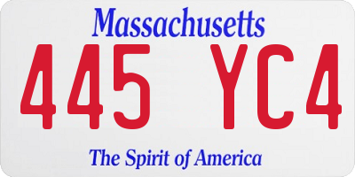 MA license plate 445YC4