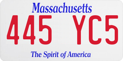 MA license plate 445YC5