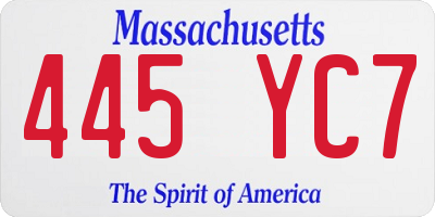 MA license plate 445YC7