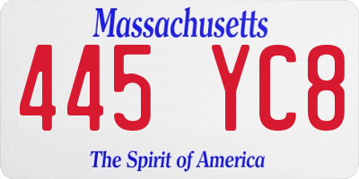 MA license plate 445YC8