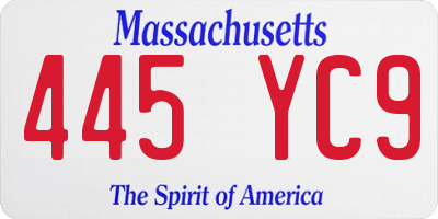 MA license plate 445YC9