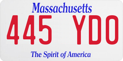 MA license plate 445YD0
