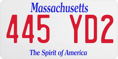 MA license plate 445YD2