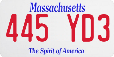 MA license plate 445YD3