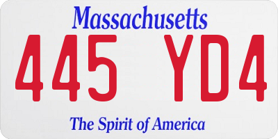 MA license plate 445YD4
