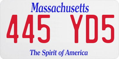 MA license plate 445YD5