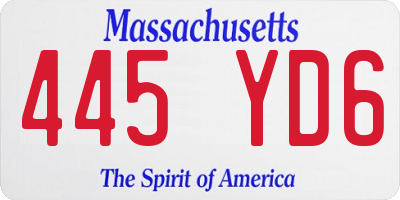 MA license plate 445YD6