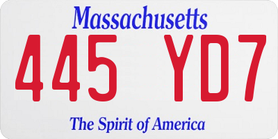 MA license plate 445YD7