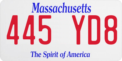 MA license plate 445YD8