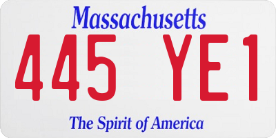 MA license plate 445YE1