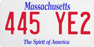 MA license plate 445YE2