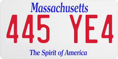 MA license plate 445YE4
