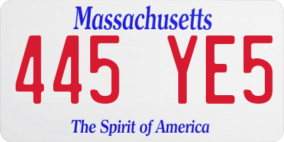 MA license plate 445YE5