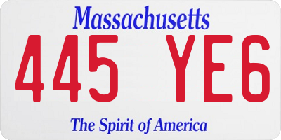 MA license plate 445YE6