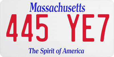 MA license plate 445YE7