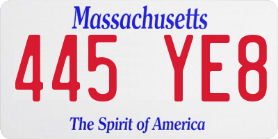 MA license plate 445YE8
