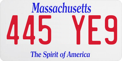 MA license plate 445YE9