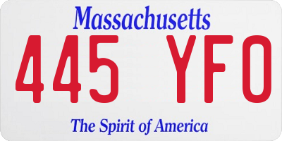 MA license plate 445YF0