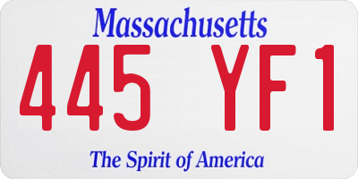 MA license plate 445YF1