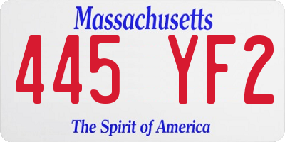 MA license plate 445YF2