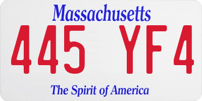 MA license plate 445YF4