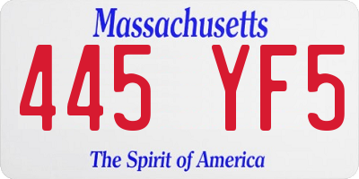 MA license plate 445YF5