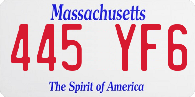 MA license plate 445YF6
