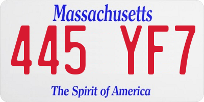 MA license plate 445YF7