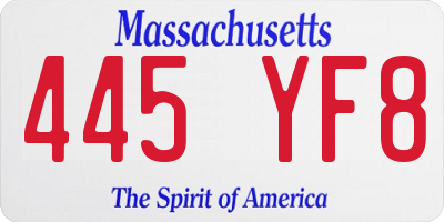 MA license plate 445YF8