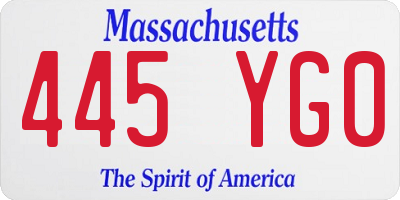 MA license plate 445YG0