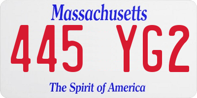 MA license plate 445YG2