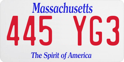 MA license plate 445YG3