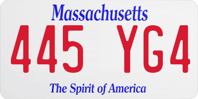 MA license plate 445YG4