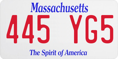 MA license plate 445YG5
