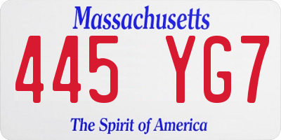 MA license plate 445YG7