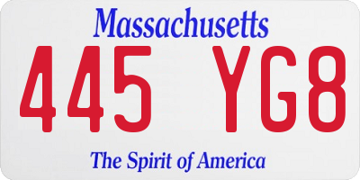 MA license plate 445YG8