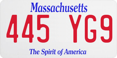 MA license plate 445YG9